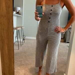 Black and white stripe jumpsuit